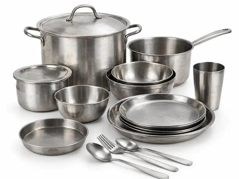 Stainless-Steel Utensils sorted and prepared for stainless steel scrap pickup evaluation