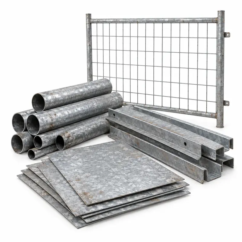 Galvanized Steel arranged safely for scrap, reuse or recycling pickup evaluation