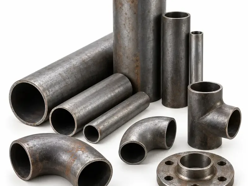 Steel Pipes sorted and prepared for steel scrap pickup evaluation