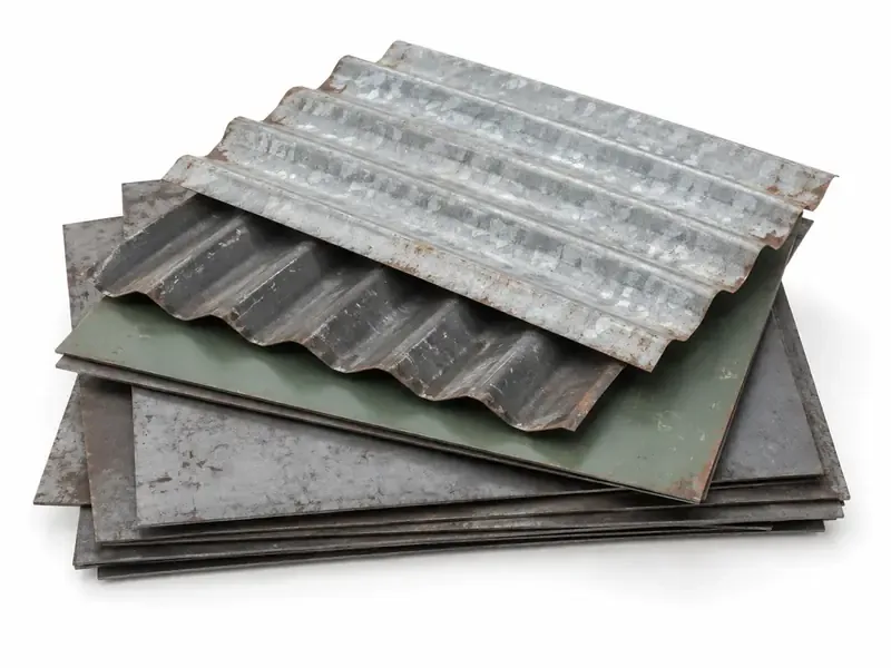 Steel Sheets sorted and prepared for steel scrap pickup evaluation