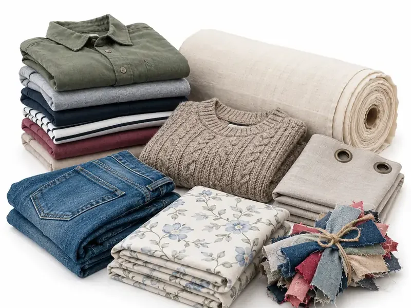 Woollen Textile sorted and prepared for textile and used clothes pickup evaluation