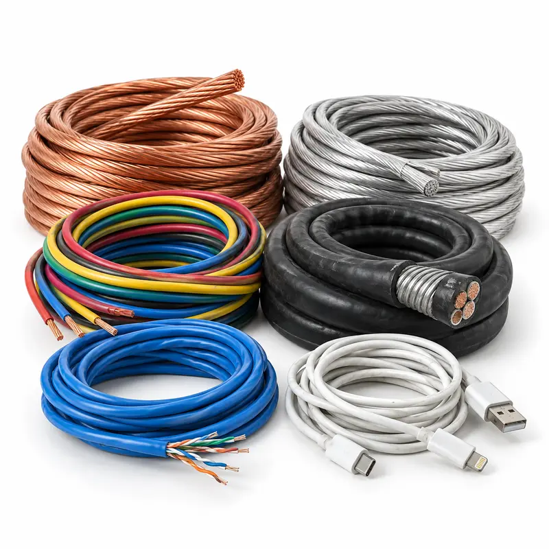 Sorted wire and cable scrap prepared for buyer evaluation and available doorstep pickup