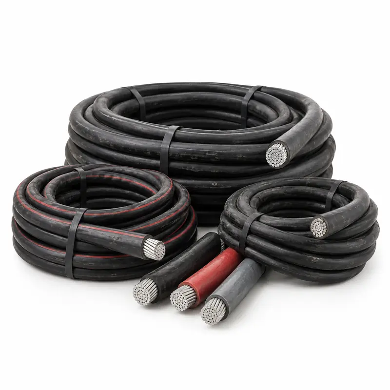Aluminium Cables arranged safely for scrap, reuse or recycling pickup evaluation
