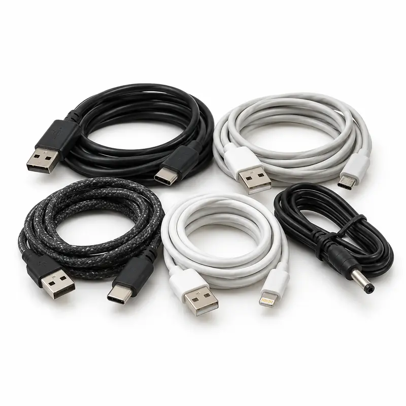Charger Cables arranged safely for scrap, reuse or recycling pickup evaluation