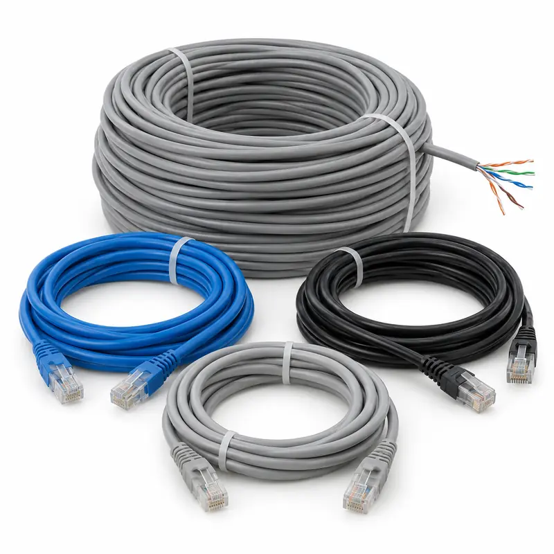 Data and Network Cables arranged safely for scrap, reuse or recycling pickup evaluation