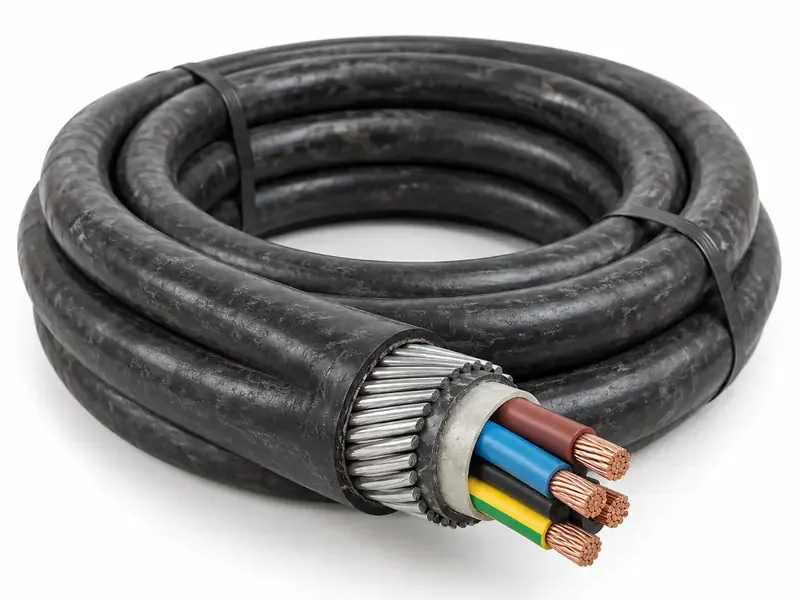 Armoured Cables sorted and prepared for wire and cable scrap pickup evaluation