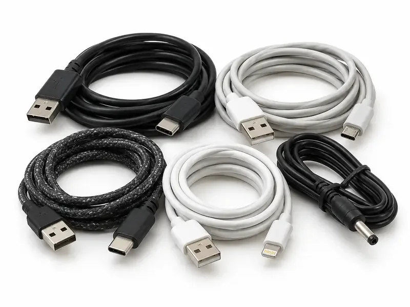 Charger Cables sorted and prepared for wire and cable scrap pickup evaluation