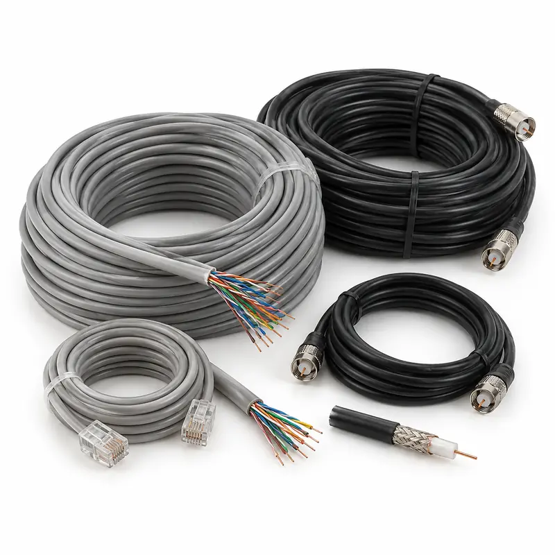 Telecom Cables arranged safely for scrap, reuse or recycling pickup evaluation